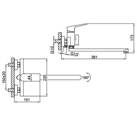 Смеситель для ванны Faop A2208, хром