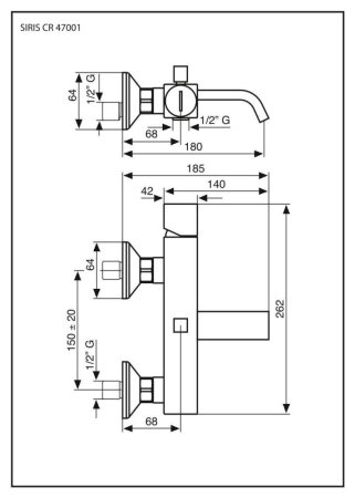 Смеситель Emmevi Siris 47001LACR для ванны, хром