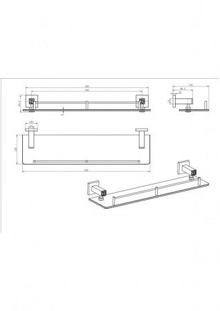 Полка стелянная 88611-1, Хром