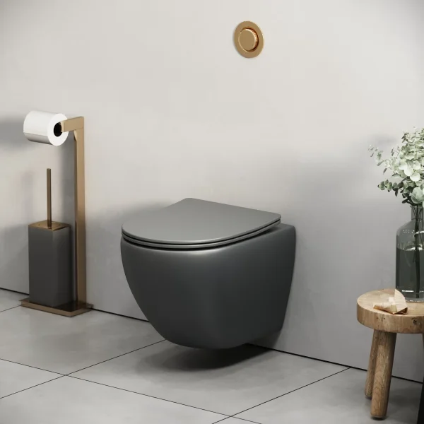 Унитаз подвесной Grossman GR-4455GMSQ безободковый, торнадо, с сиденьем микролифт, серый матовый