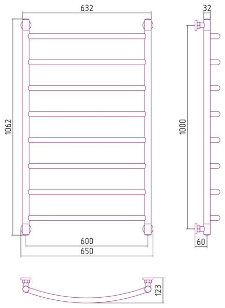Полотенцесушитель водяной Сунержа Галант+ 03-0200-1060 1000x600 золото