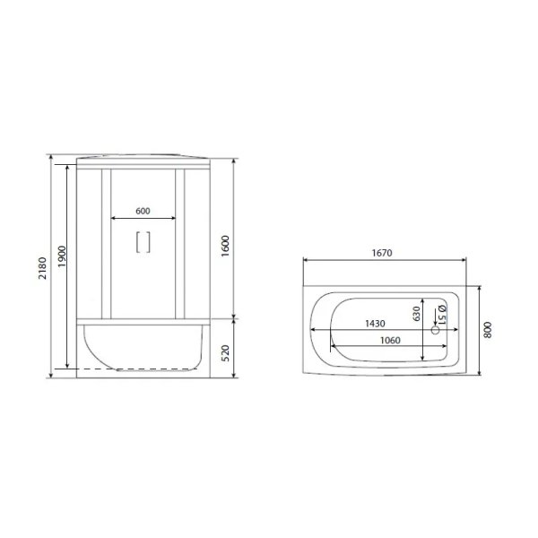 Душевая кабина Timo eco 168*80*218  (TE-0770)