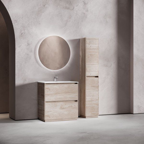 Тумба под раковину SANCOS Libra Floor напольная, 790х450х840, c двумя ящиками оснащенными доводчиками, дуб галифакс натуральный,  LB80FEG