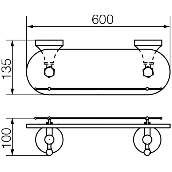 Полка стеклянная 60 см Veragio Gialetta Dorato VR.GIL-6411.DO