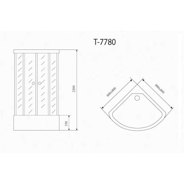 Душевая кабина Timo Lux 80*80*220  (T-7780)