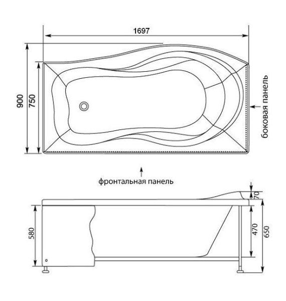 Акриловая ванна Aquanet Borneo 00203909 170х75/90 L