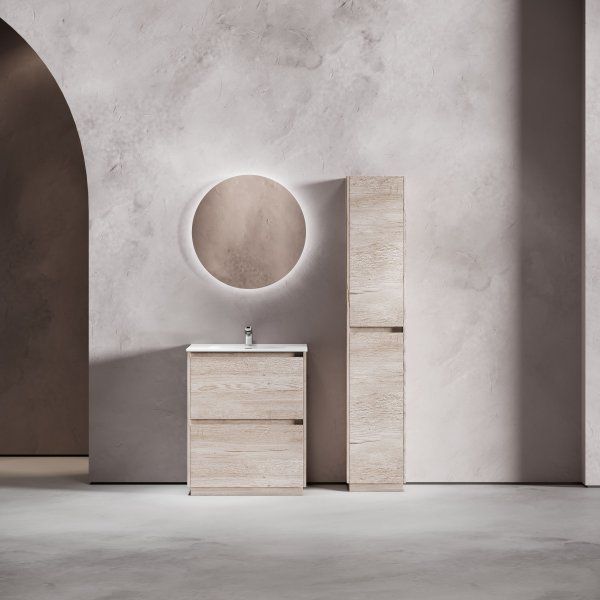 Тумба под раковину SANCOS Libra Floor напольная, 690х450х840, c двумя ящиками оснащенными доводчиками, дуб галифакс натуральный,  LB70FEG