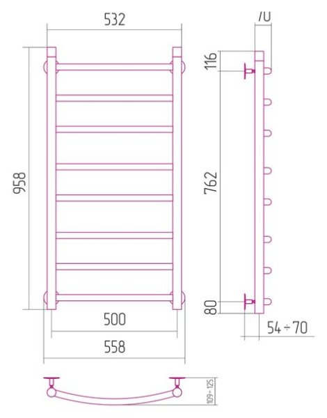 Полотенцесушитель водяной Сунержа Gallant 100x50