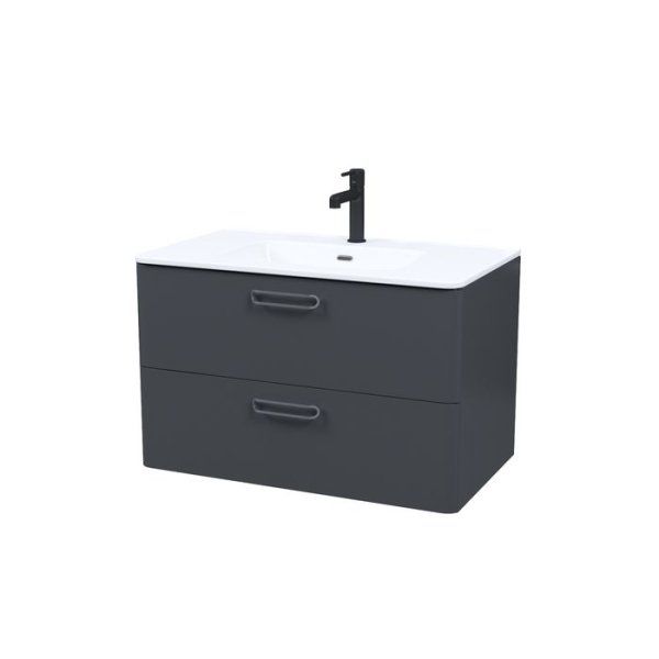 Тумба с умывальником, подвесная, 80 см, серый, Brick, IDDIS, BRI80G0i95K