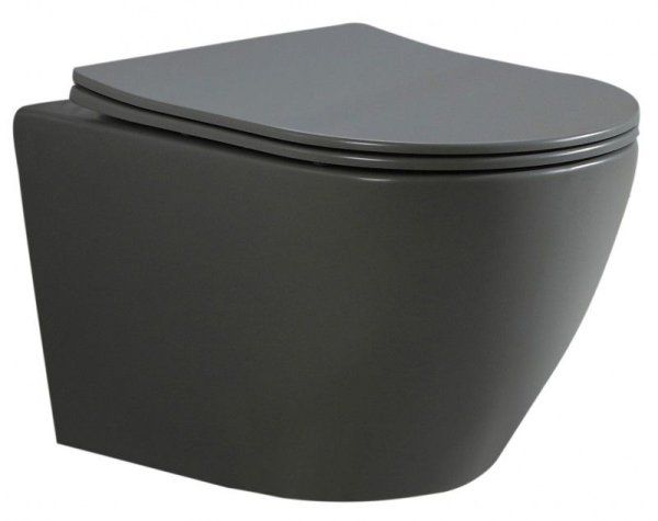 Унитаз подвесной Esbano Amapola безободковый, серый матовый