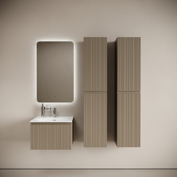 Тумба подвесная SANCOS Code 590х453х400, c одним  ящиком оснащенным доводчиками, цвет серо- бежевый ,  CD60GB