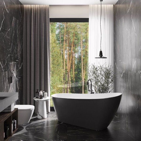 Ванна акриловая отдельностоящая Teymi Solli 170x74x75, черная матовая T130110