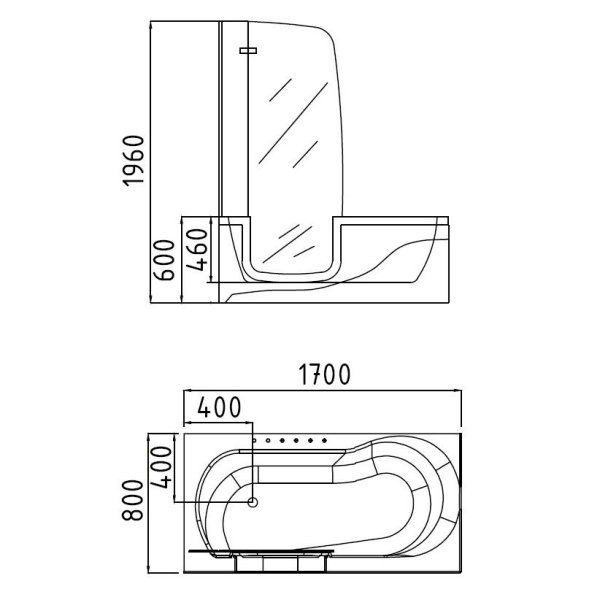 Акриловая ванна Gemy G9246 B L с гидромассажем