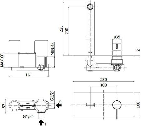 Смеситель Paffoni Rock RO105CR для раковины, хром