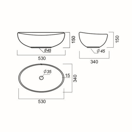 Умывальник Mixline Sanita Luxe Ringo Cut 53*34 ш*г (541159)