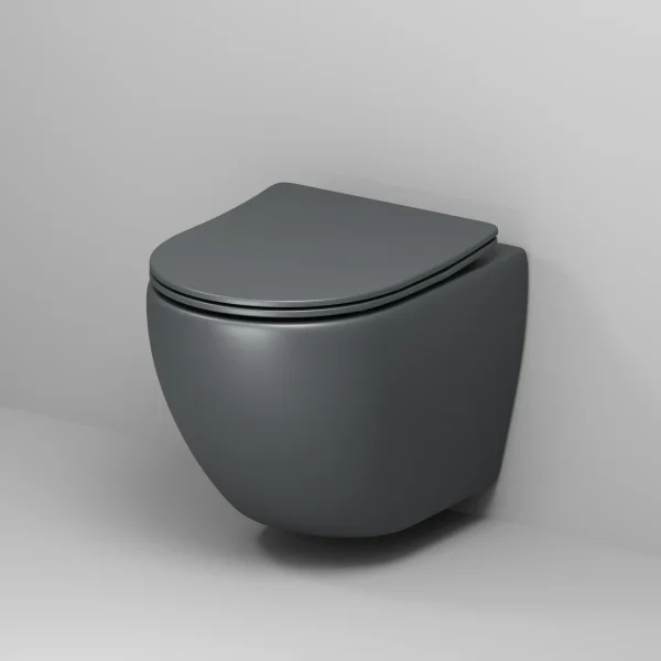 Унитаз подвесной Grossman GR-4455GMSQ безободковый, торнадо, с сиденьем микролифт, серый матовый