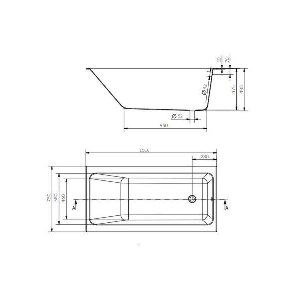 Акриловая ванна Cersanit Crea P-WP-CREA*150NL 150х75