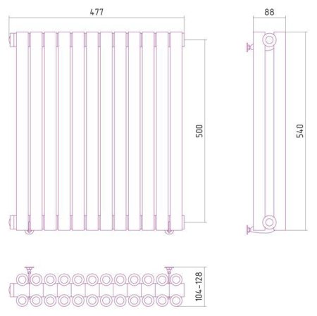 Дизайн-радиатор Сунержа Эстет 500х477 хром (12 секций) водяной