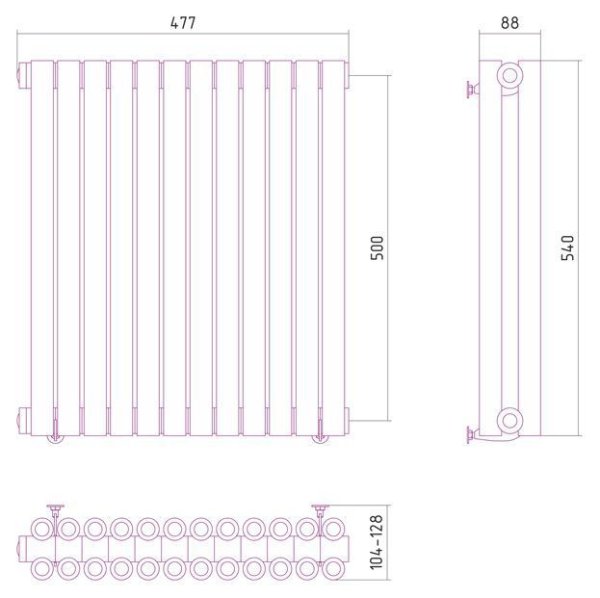 Дизайн-радиатор Сунержа Эстет 500х477 хром (12 секций) водяной