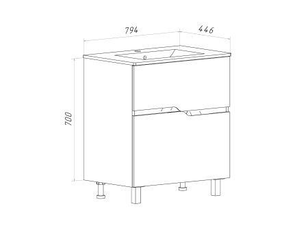 Тумба Runo Палермо 80 напольная под умывальник Teffy 80 (00-00004158)