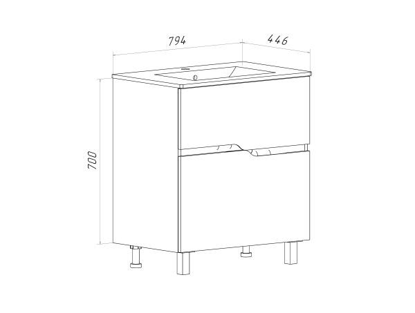 Тумба Runo Палермо 80 напольная под умывальник Teffy 80 (00-00004158)