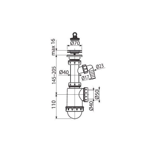 Сифон для раковины AlcaPlast A441P-DN50/40
