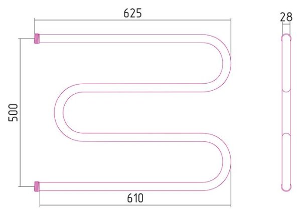 Полотенцесушитель водяной Стилье М-образный 50х65