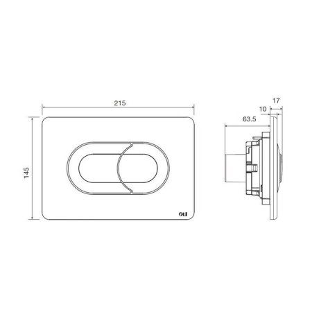 Кнопка смыва Oli Salina 640099 черный soft-touch/хром матовый