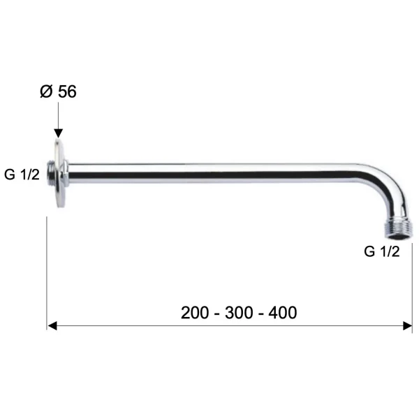 Кронштейн для верхнего душа 400 мм Remer 34340