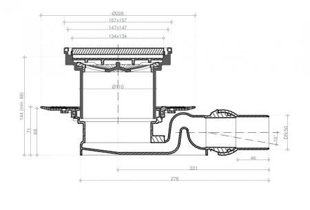 Душевой трап Pestan Confluo Standard Plate 4 2in1 13702559 15х15 хром глянец/под плитку