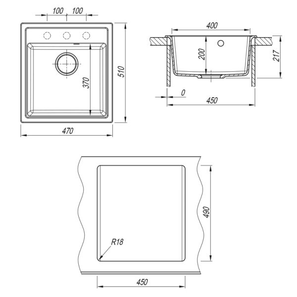 Кухонная мойка НИКА 470 Dr. Gans 25.070.B0470 Чёрный