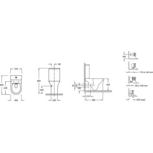 Унитаз-компакт Jacob Delafon Aleo UJAL102-0 + ETAL212-0 + E33127-0 безободковый, с сиденьем микролифт, белый