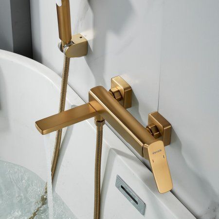 Смеситель для ванны однорычажный  Shevanik S9952G, Золотой сатин