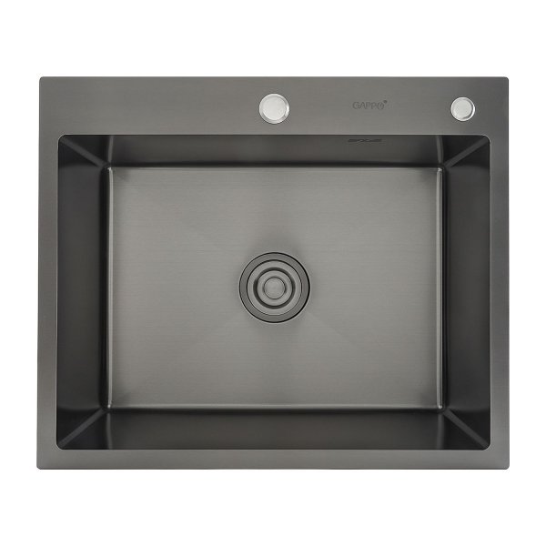 Мойка кухонная с коландером Gappo GSEC60QX50HR-6OC 60х50 черный