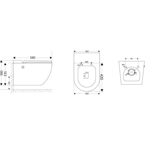 Унитаз подвесной Abber Bequem AC1108P импульсный, безободковый, с сиденьем микролифт, белый