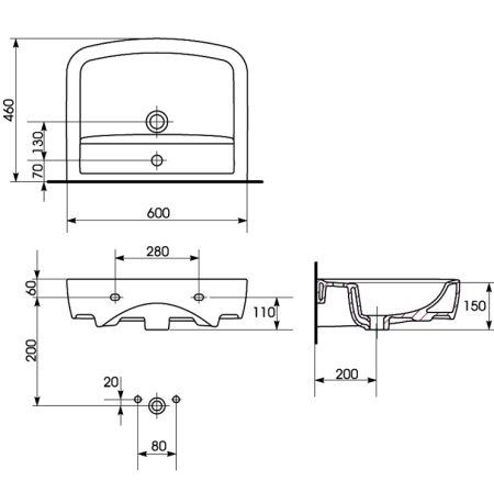 Раковина Cersanit Pure UM-PUR60/1  60