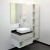 Тумба-умывальник COMFORTY "Прага-75" дуб белый с антрацитовой столешницей, с раковиной COMFORTY T-Y9378
