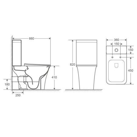 Унитаз напольный Azario AVERO 660x360х820 безободковый со смывным механизмом Geberit, бачком и сиденьем микролифт (AZ-1213A-G)