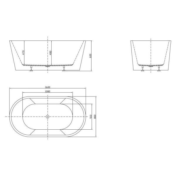 Акриловая ванна BelBagno BB202-1600-800