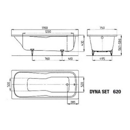 Ванна стальная Kaldewei Dyna Set 620 170x75 см