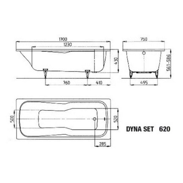 Ванна стальная Kaldewei Dyna Set 620 170x75 см