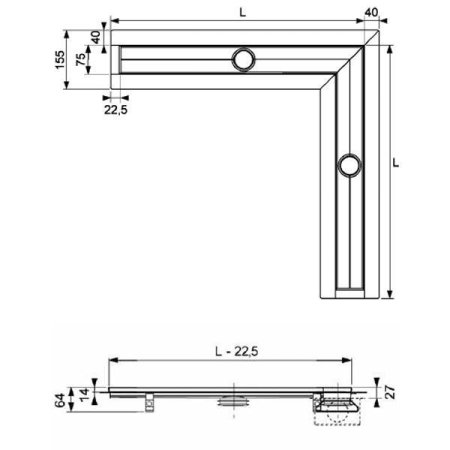 Решетка Tece TECEdrainline Steel II 611282 120х120 угловая, нержавеющая сталь глянцевая