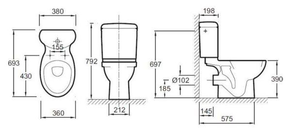 Унитаз-компакт Jacob Delafon Patio 4101G-00