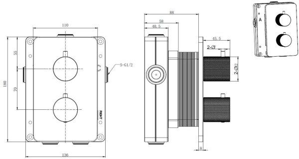 Смеситель для ванны Allen Brau Priority 5.3U123-GB (с внутренней частью, 3 выхода) золото браш