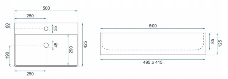 Умывальник (раковина) REA GINA 50 накладной - подвесной белый REA-U0676