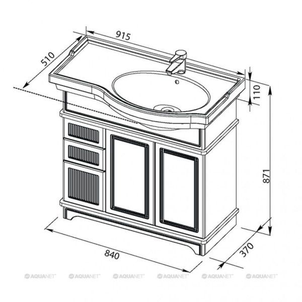 Тумба под раковину Aquanet Луис 00176985 90 бежевая R