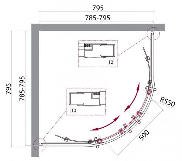 Душевой уголок BelBagno Uno UNO-195-R-2-80-C-Cr прозрачное стекло