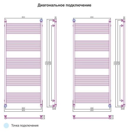 Полотенцесушитель водяной Сунержа Богема 1800x800 хром прямой