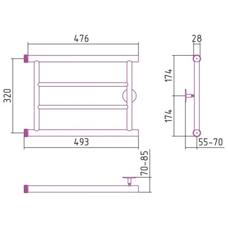 Полотенцесушитель водяной Стилье Минор 0600 32х50 хром
