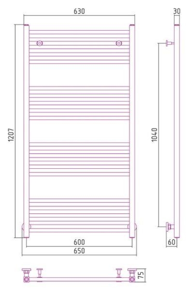 Полотенцесушитель водяной Сунержа Модус 1200х600 хром